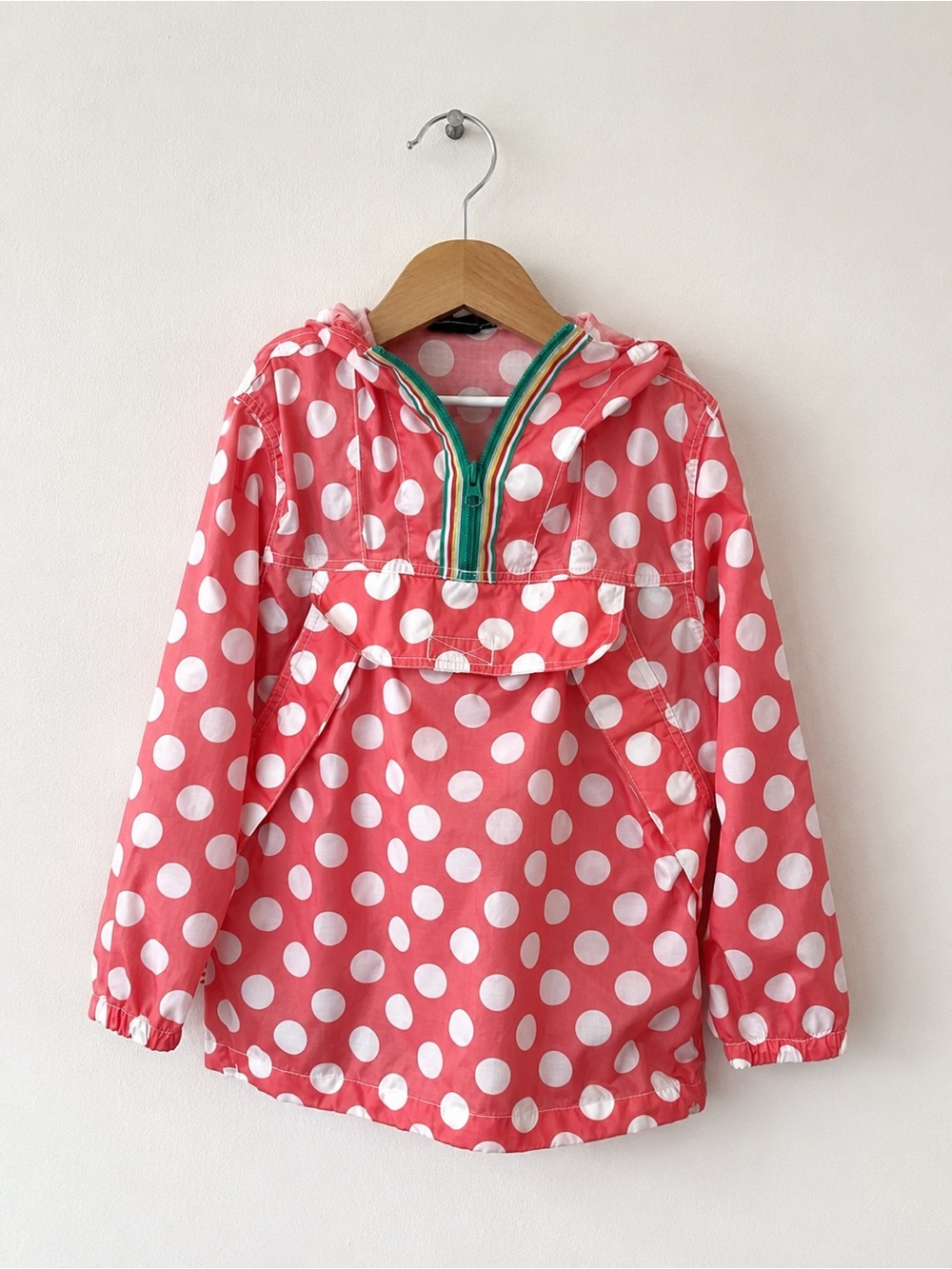 Mini Boden Pink Polka Dot Lightweight Rain Jacket 7–8Y